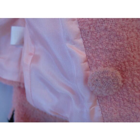 Marvin Richards Wool Short Teddy Jacket Size 4P Pink Black Cozy Retro Vintage - Picture 5 of 12